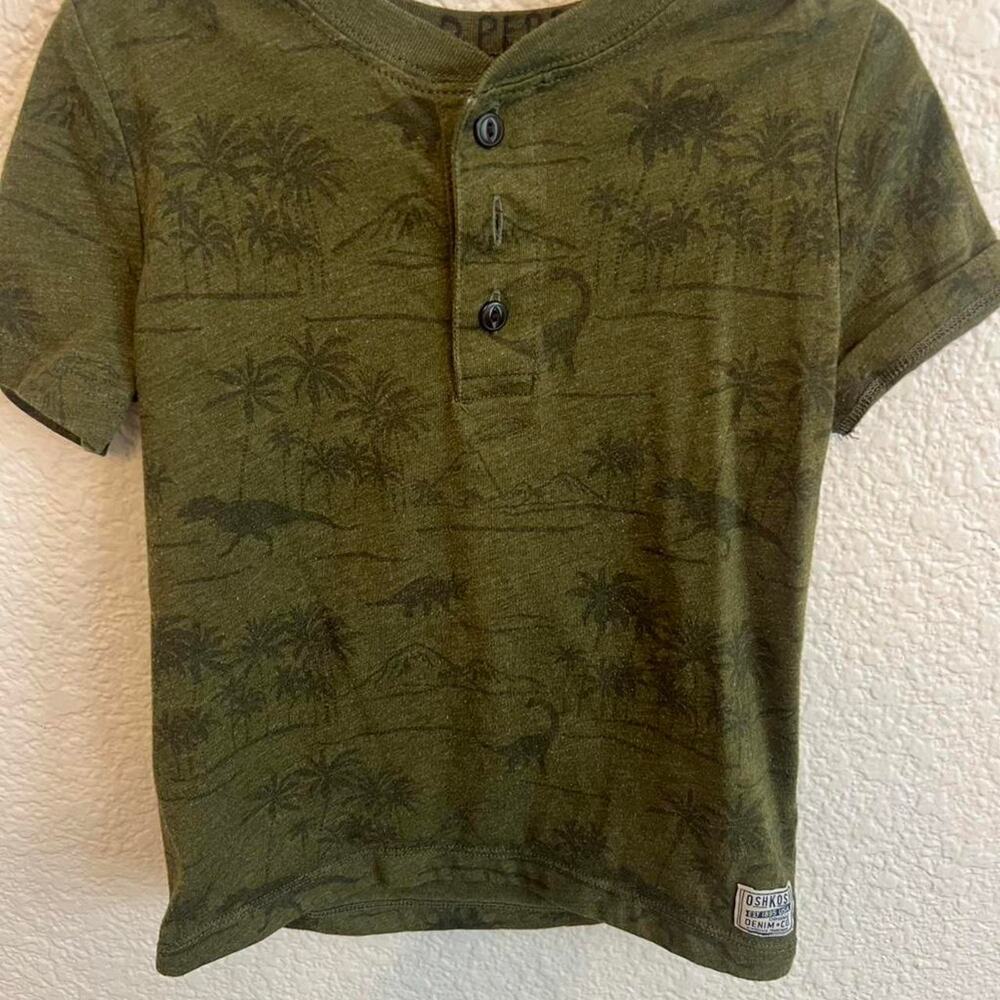 Oshkosh green dinosaur print shirt